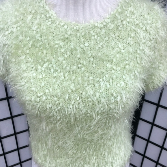 Topshop Mint Green Fuzzy Sparkly Top - Picture 2 of 4